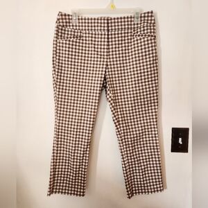 7th Avenue Brown Gingham Cropped Pants Size 8